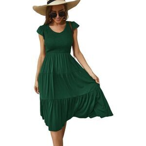 Elegant Evening Party Flutter Sleeve Midi Dress, XL, 1E-141D008